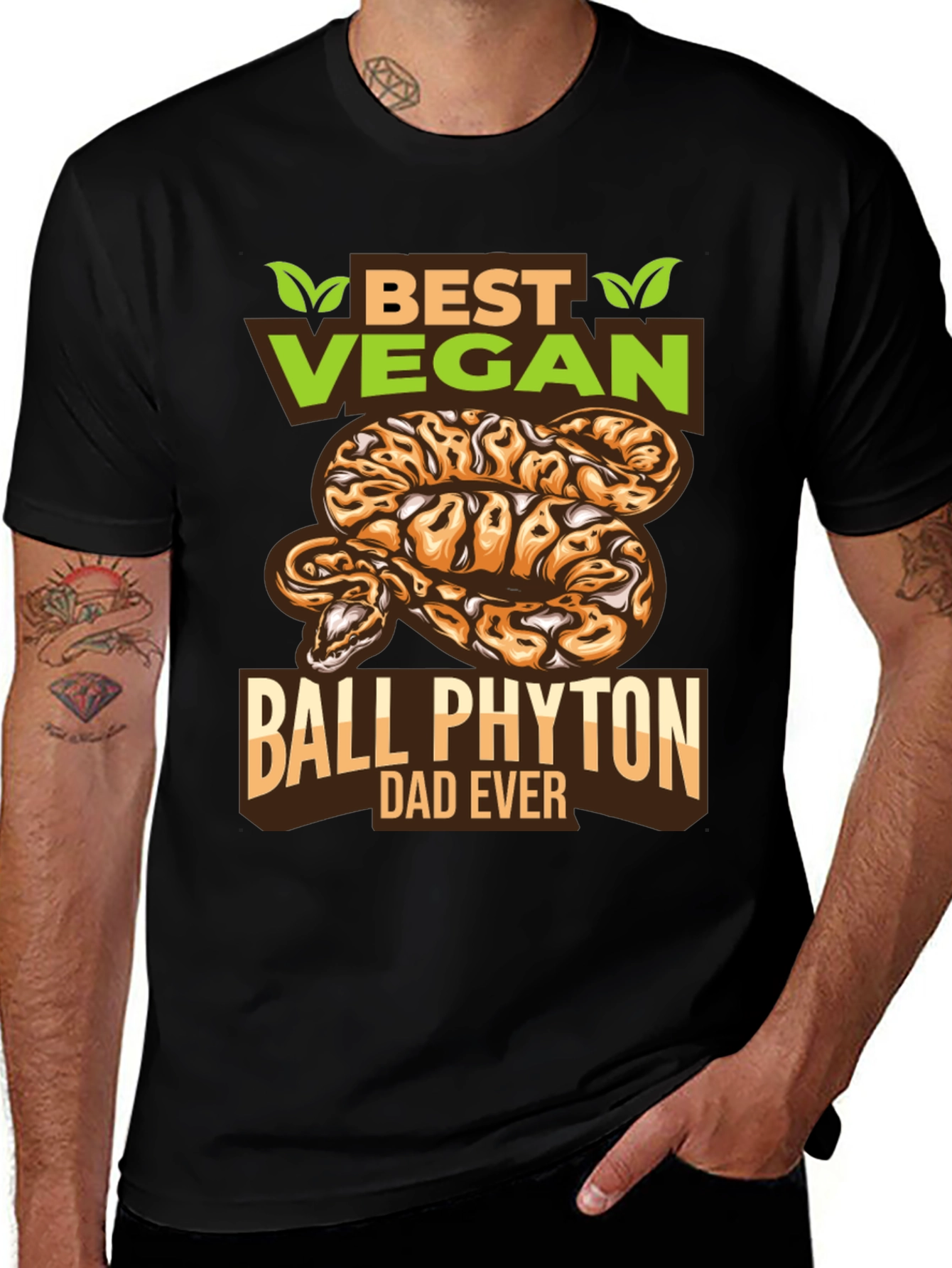 Vegan Ball Python Dad Ever Graphic T-Shirt