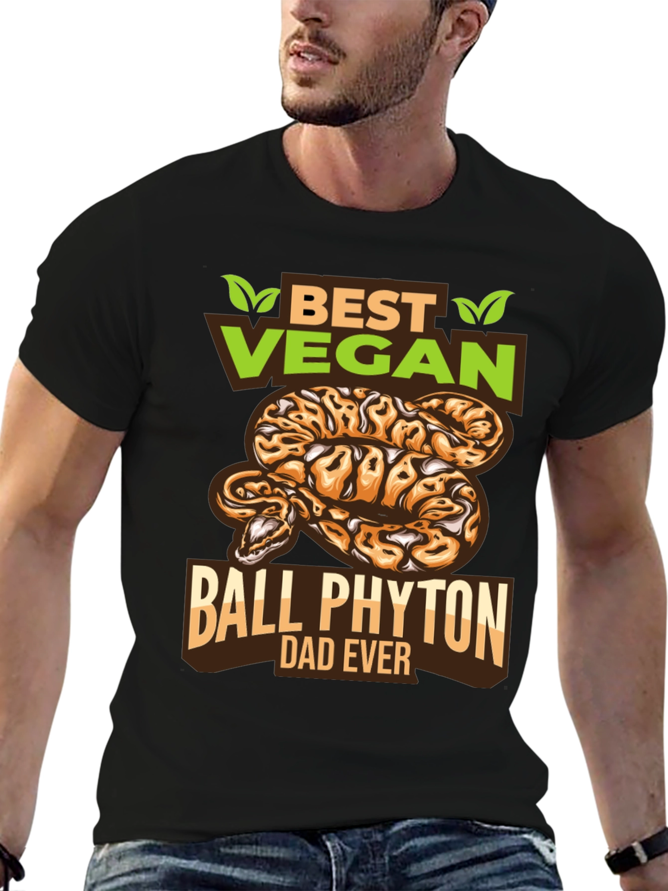 Vegan Ball Python Dad Ever Graphic T-Shirt