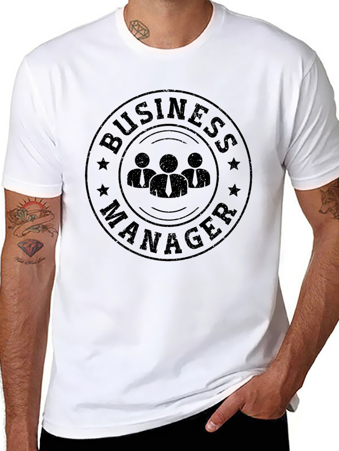 Business Manager Graphic T-Shirt - Black Crew Neck