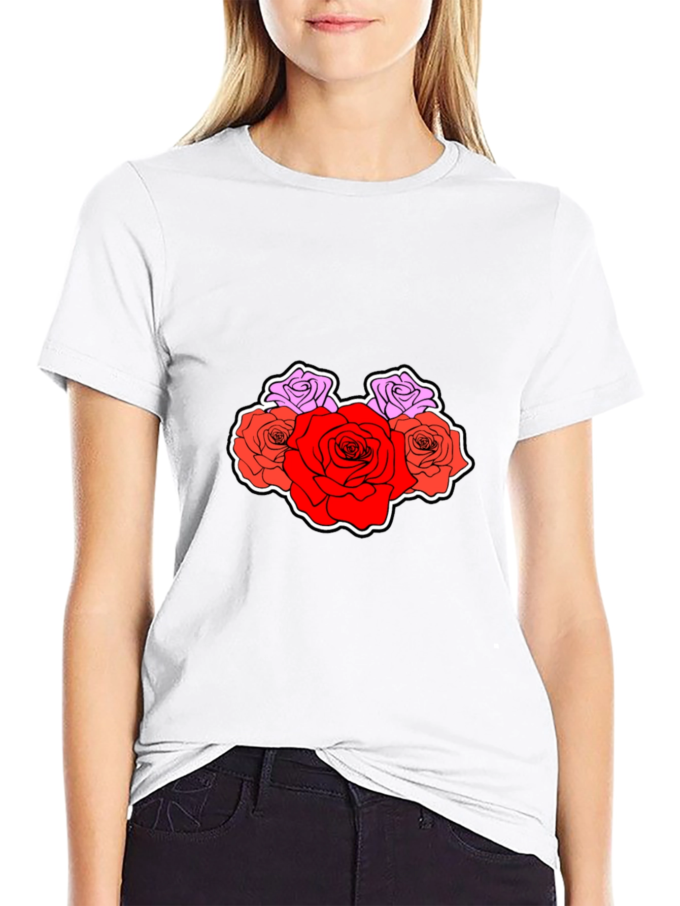 Floral Graphic Tee - Stylish Rose Design