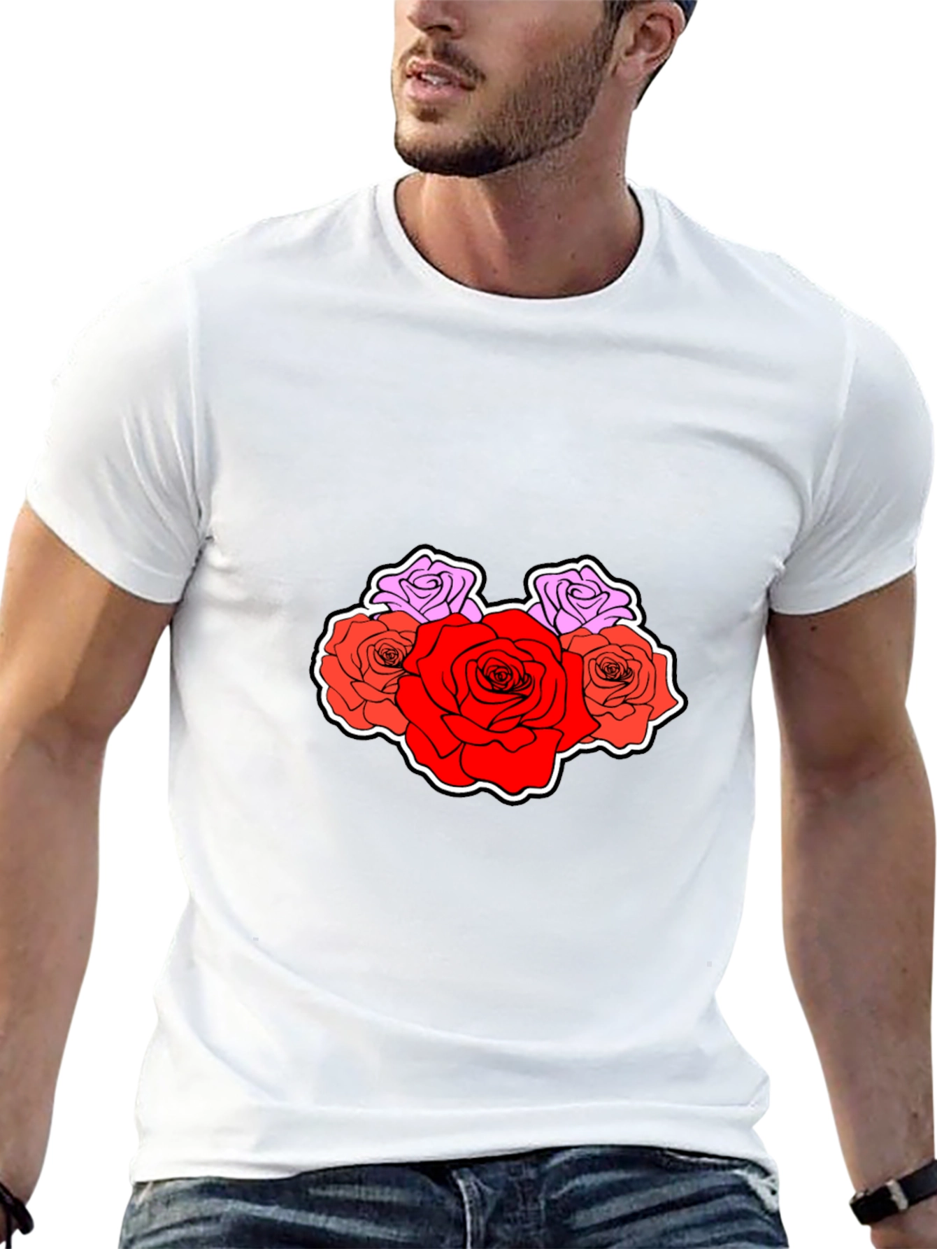Floral Graphic Tee - Stylish Rose Design