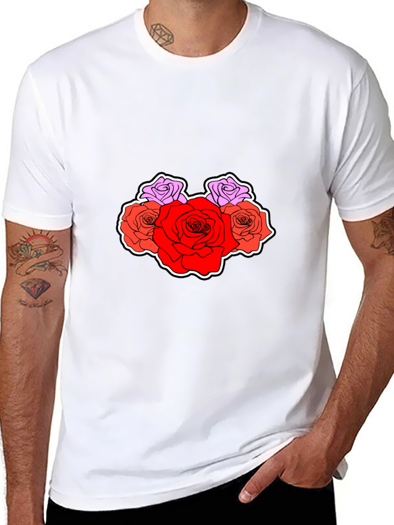 Floral Graphic Tee - Stylish Rose Design