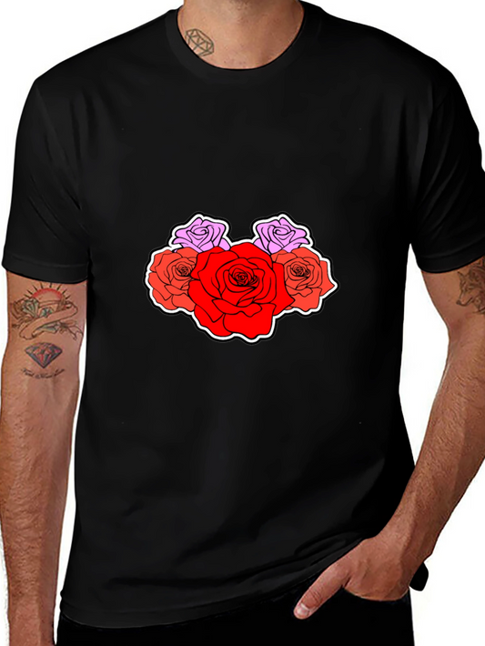Floral Graphic Tee - Stylish Rose Design
