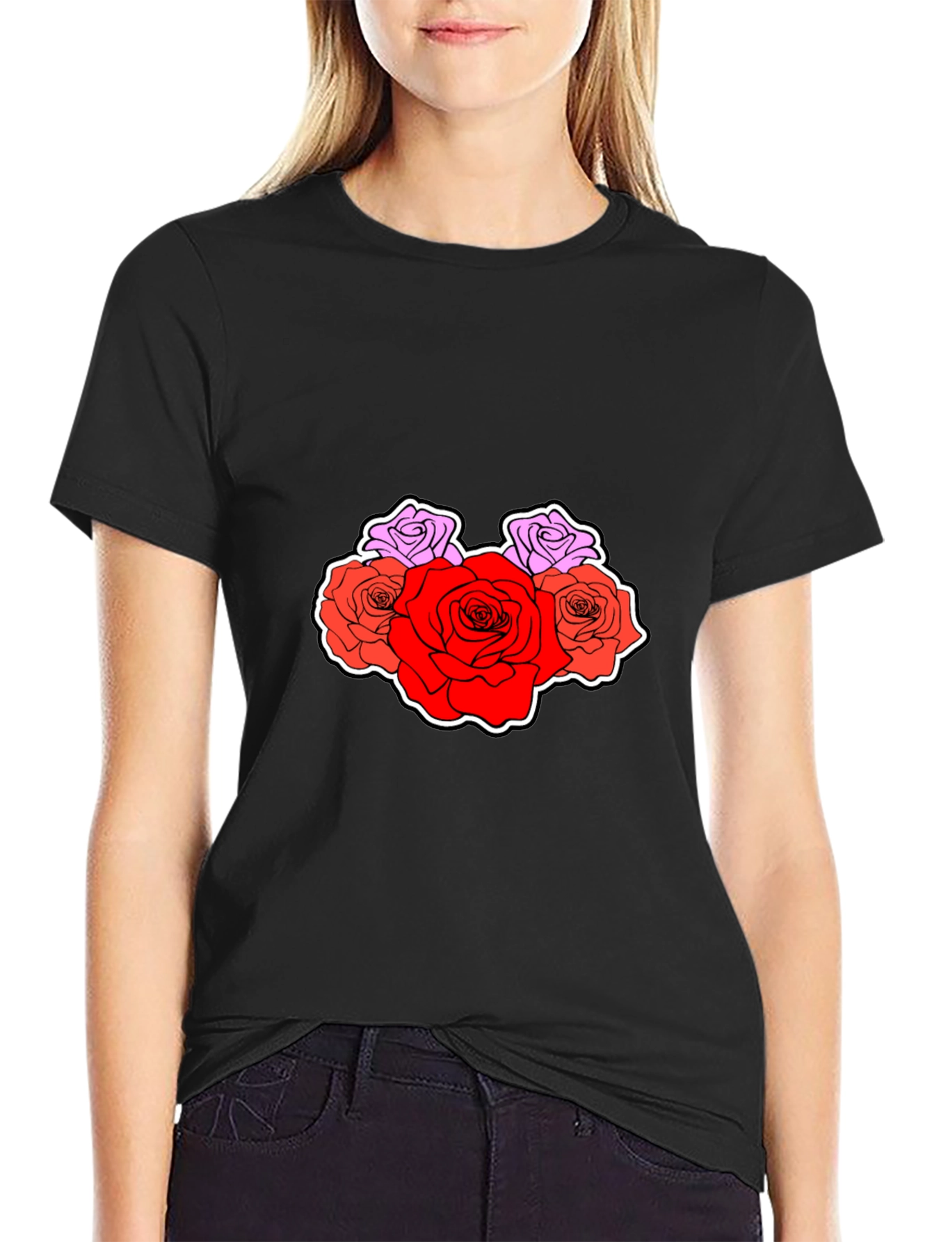 Floral Graphic Tee - Stylish Rose Design