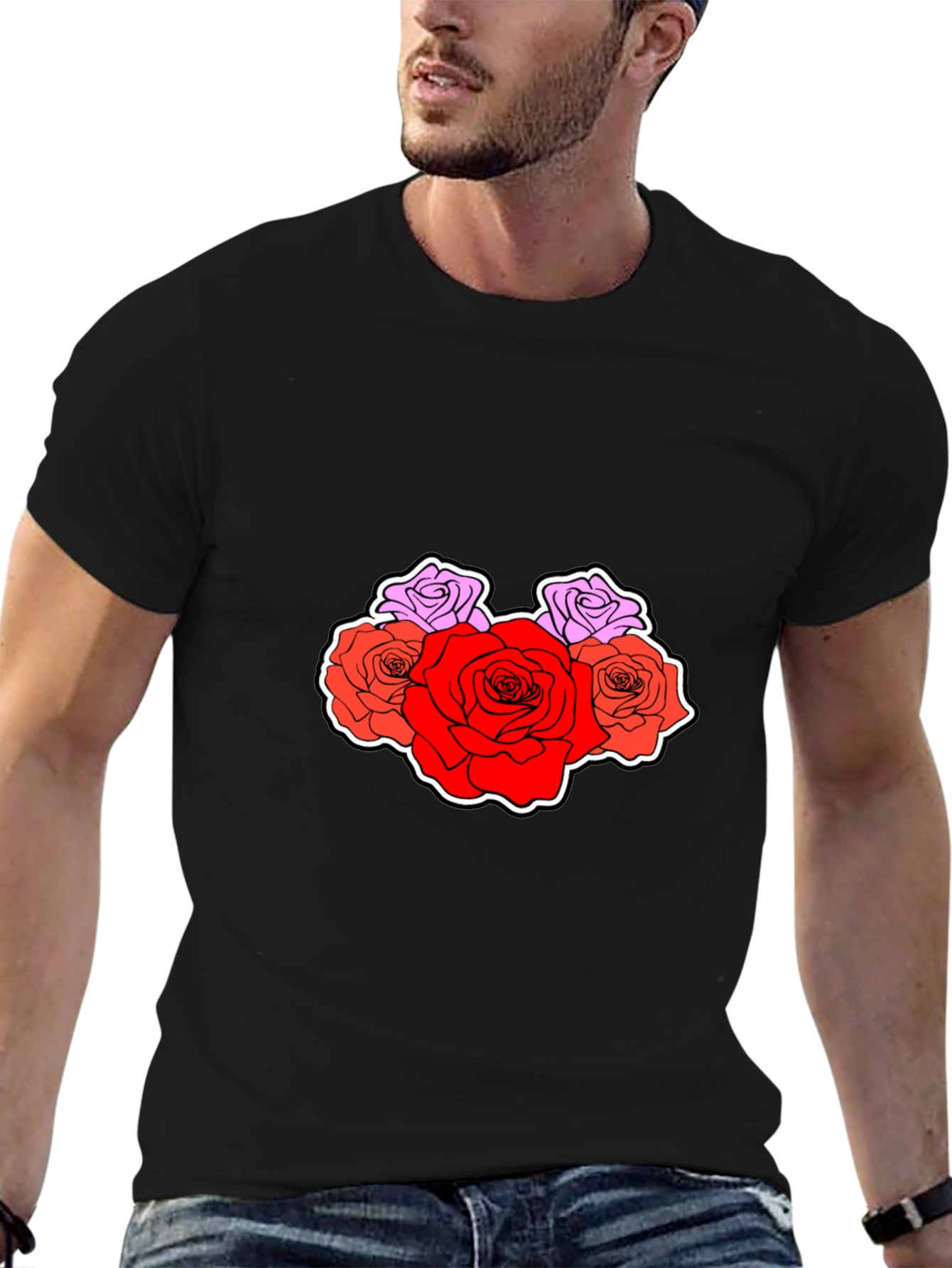 Floral Graphic Tee - Stylish Rose Design