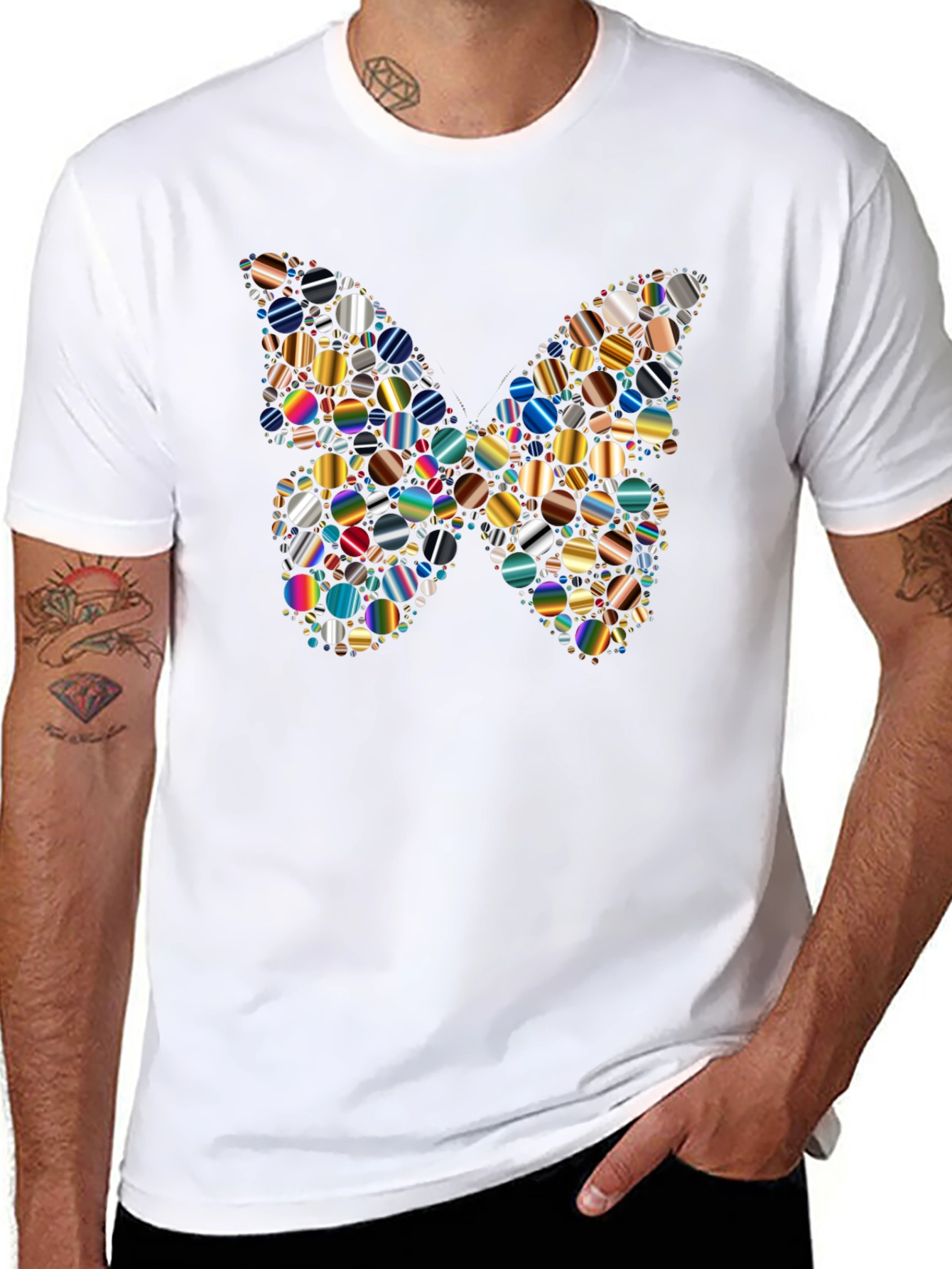 Butterfly Pattern Mens Graphic T-Shirt