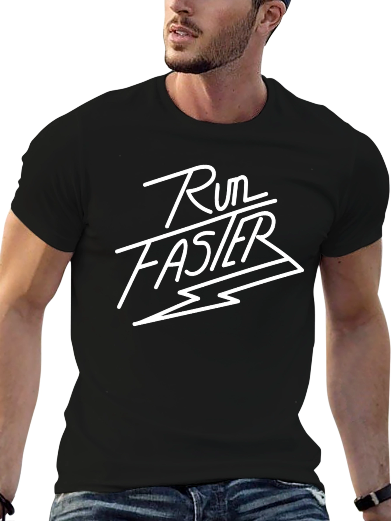 Run Faster Black Graphic Tee