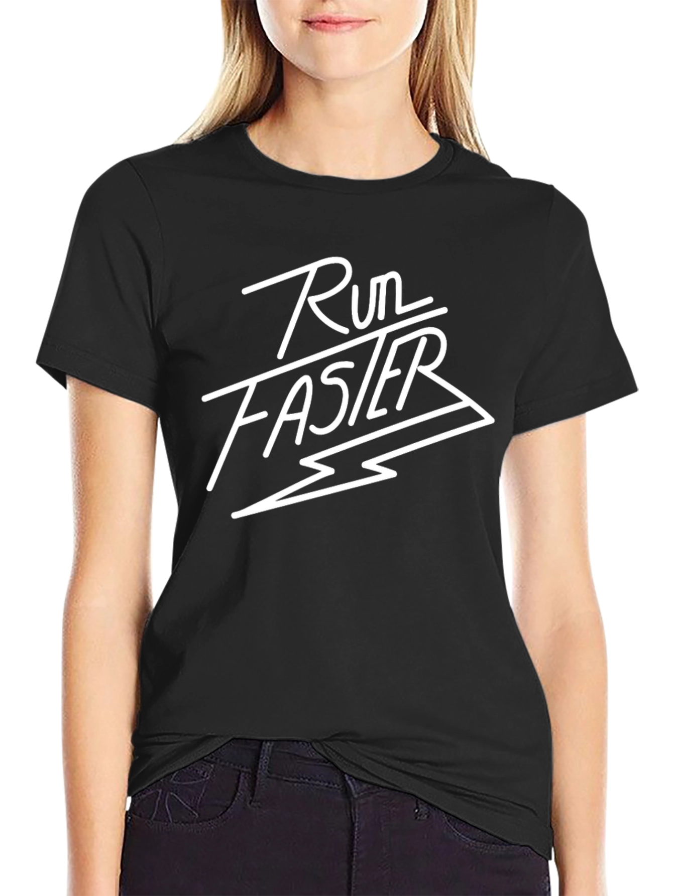 Run Faster Black Graphic Tee