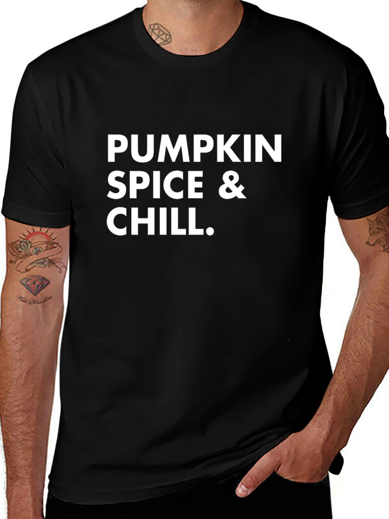 Pumpkin Spice & Chill Graphic T-Shirt - Black
