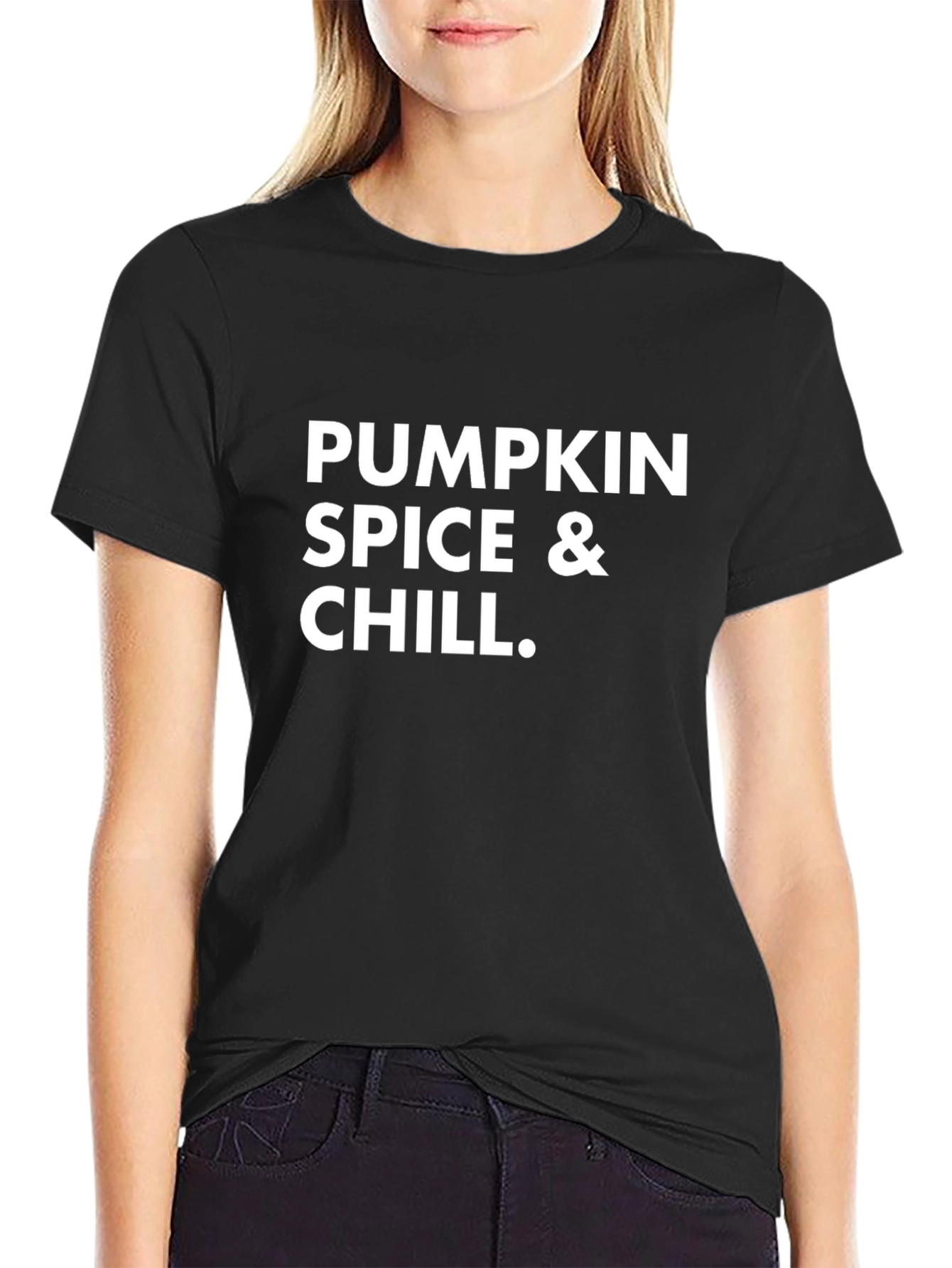 Pumpkin Spice & Chill Graphic T-Shirt - Black