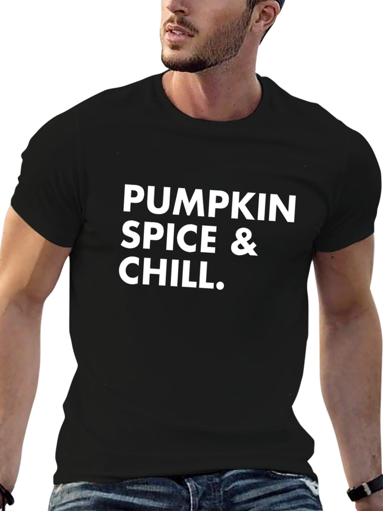 Pumpkin Spice & Chill Graphic T-Shirt - Black