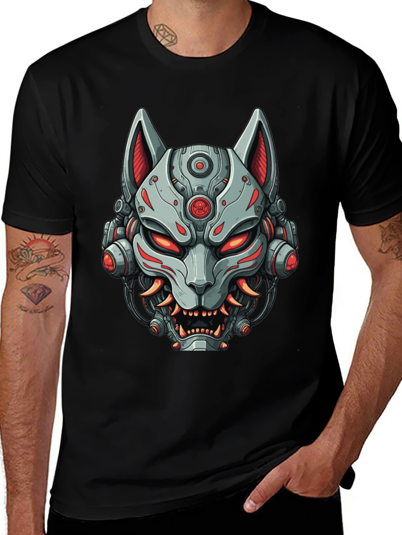 Cyberpunk Fox T-Shirt - Robotic Kitsune Graphic Tee
