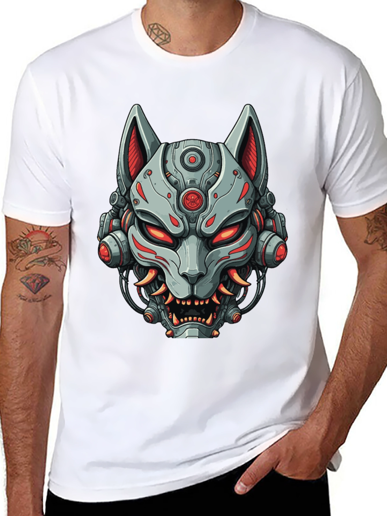 Cyberpunk Fox T-Shirt - Robotic Kitsune Graphic Tee