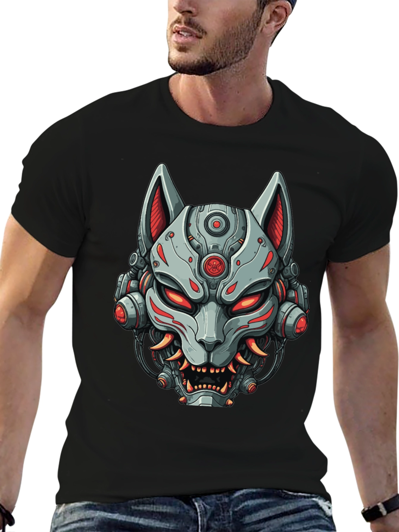 Cyberpunk Fox T-Shirt - Robotic Kitsune Graphic Tee