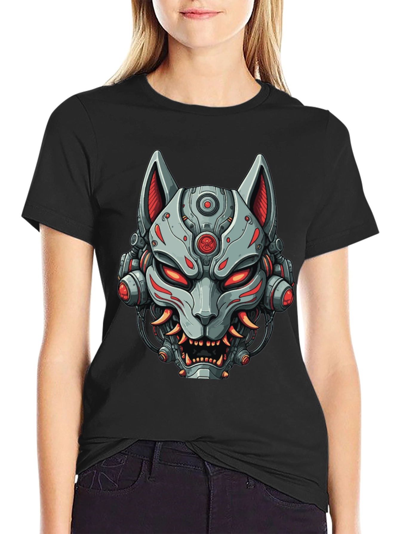 Cyberpunk Fox T-Shirt - Robotic Kitsune Graphic Tee