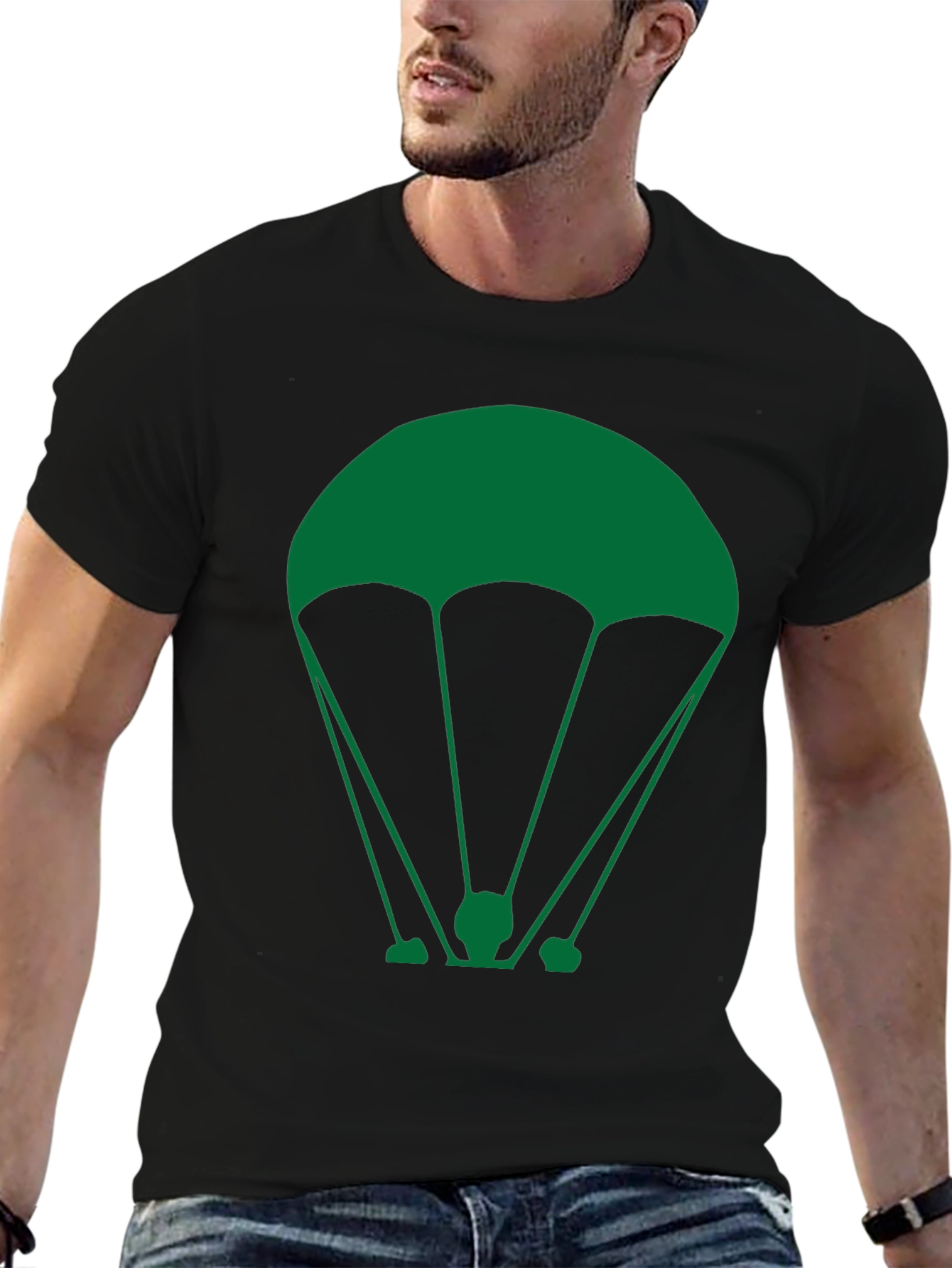 Parachute Graphic T-Shirt - Black Cotton Tee
