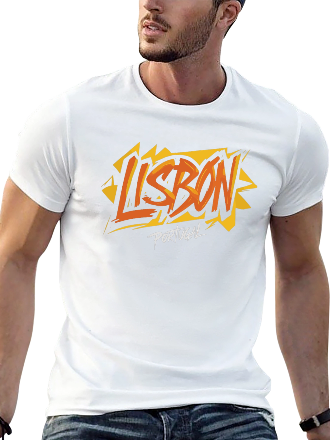 Lisbon Portugal Graphic Print Black T-Shirt