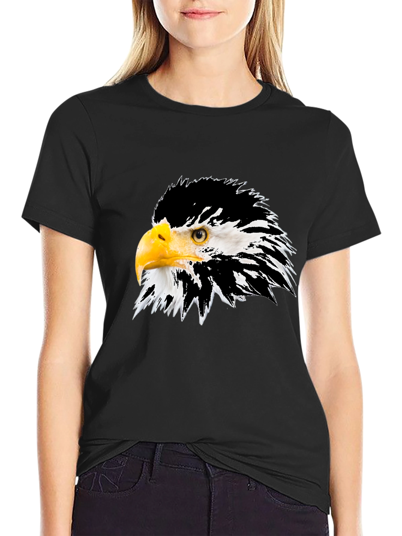 Bold Eagle Graphic Tee - Black Cotton Blend