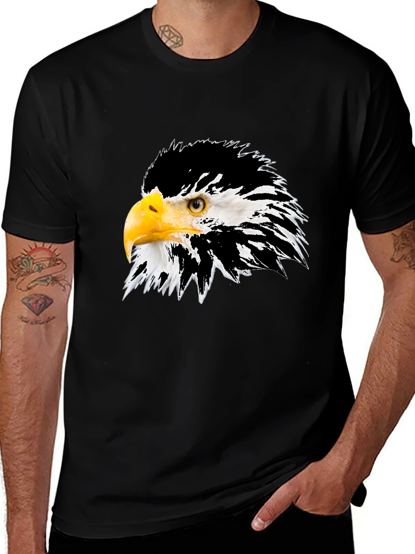 Bold Eagle Graphic Tee - Black Cotton Blend