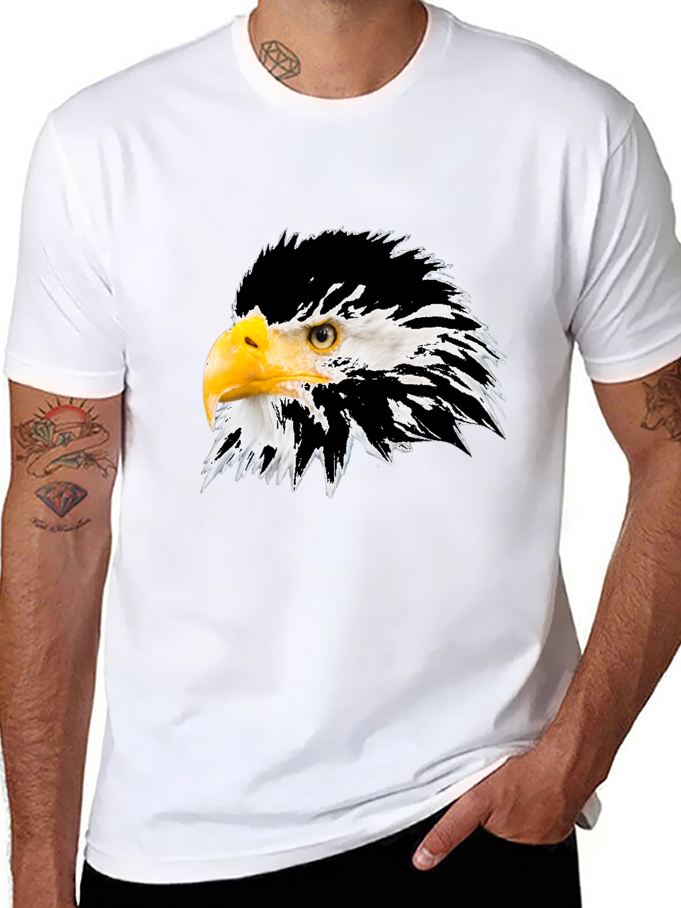 Bold Eagle Graphic Tee - Black Cotton Blend