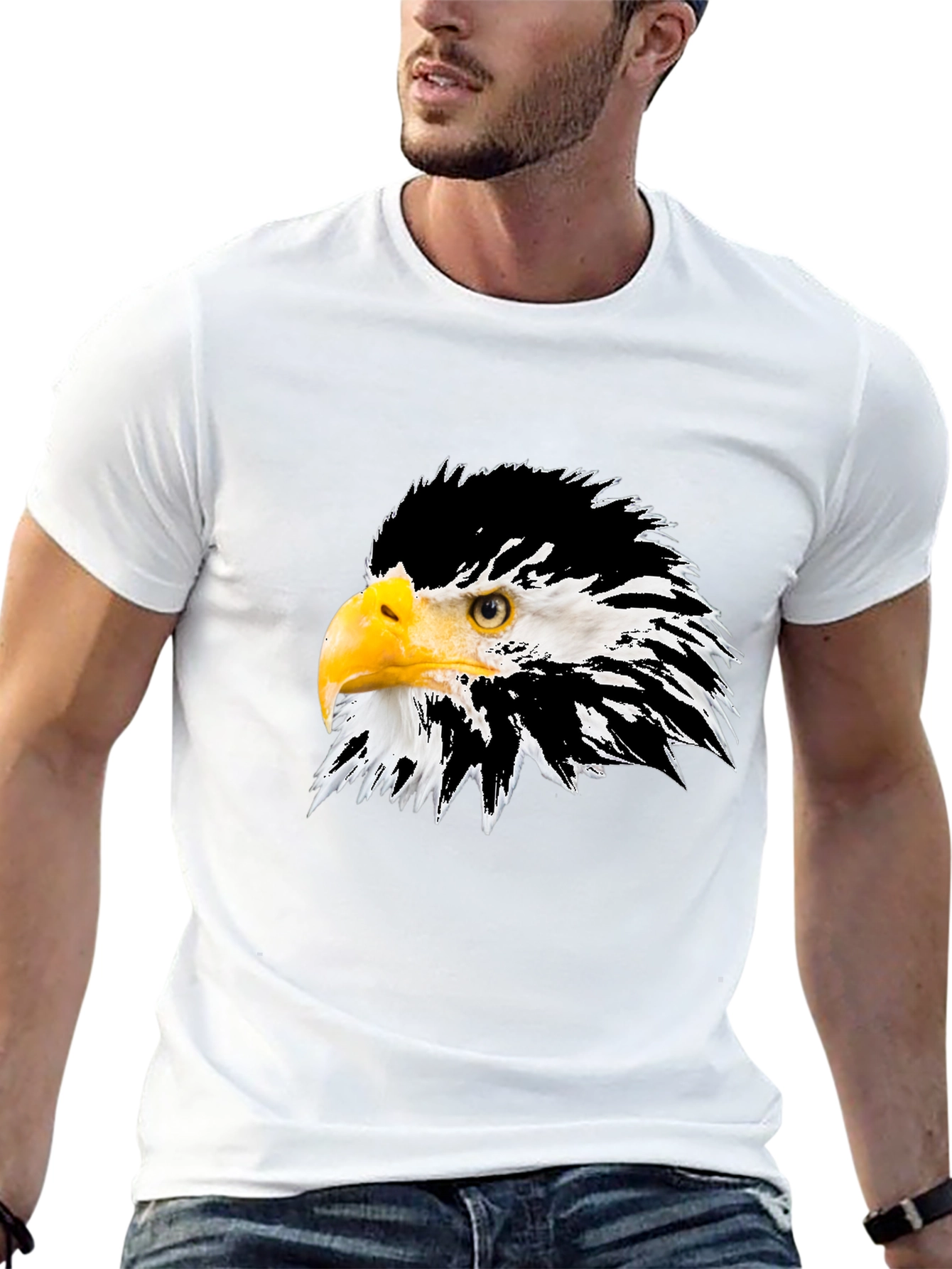 Bold Eagle Graphic Tee - Black Cotton Blend