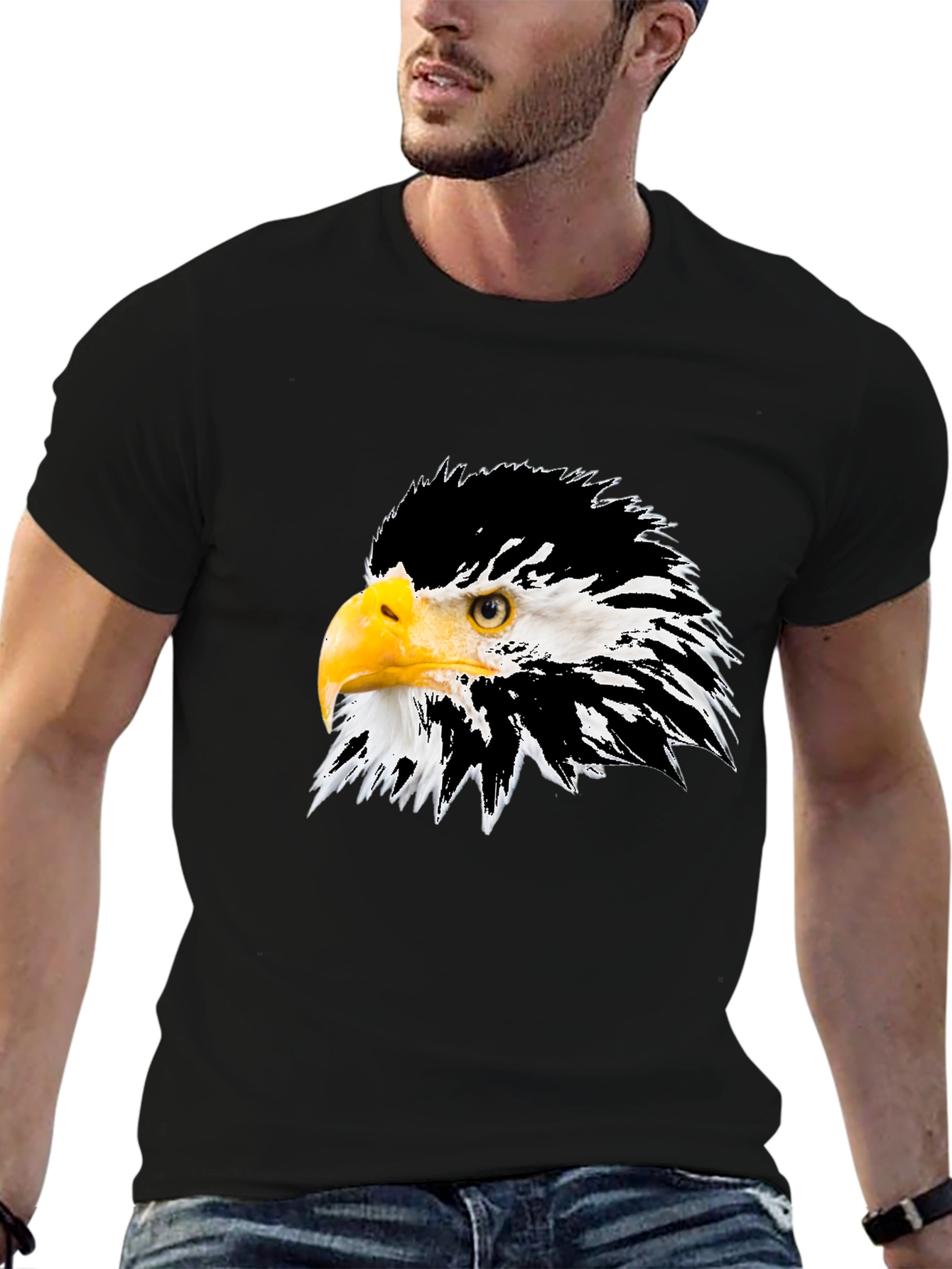 Bold Eagle Graphic Tee - Black Cotton Blend