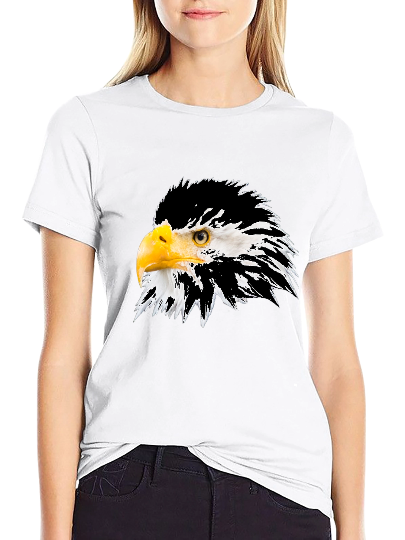 Bold Eagle Graphic Tee - Black Cotton Blend