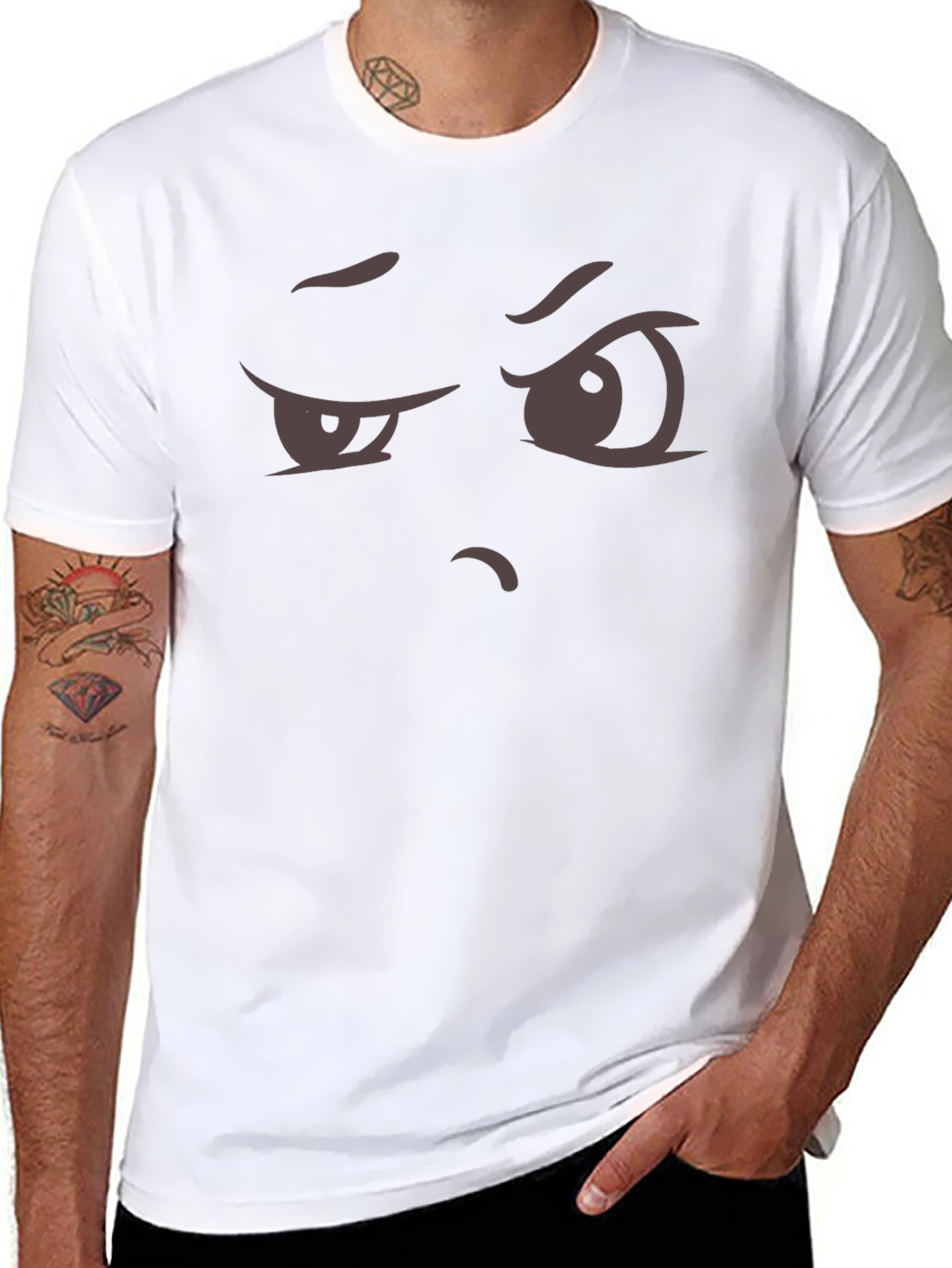 Skeptical Stare Graphic Tee - Funny Expression T-Shirt