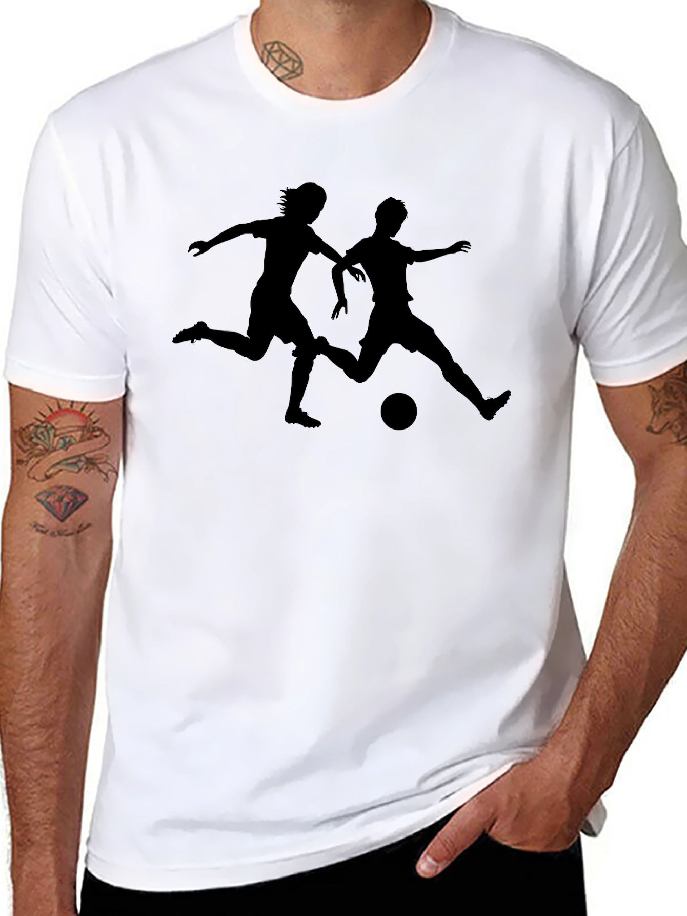 Soccer Players Graphic T-Shirt - Black