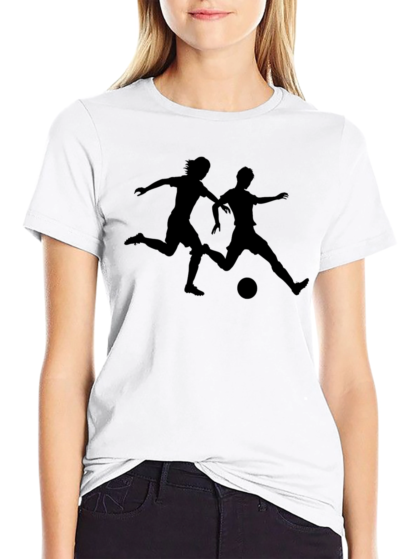 Soccer Players Graphic T-Shirt - Black