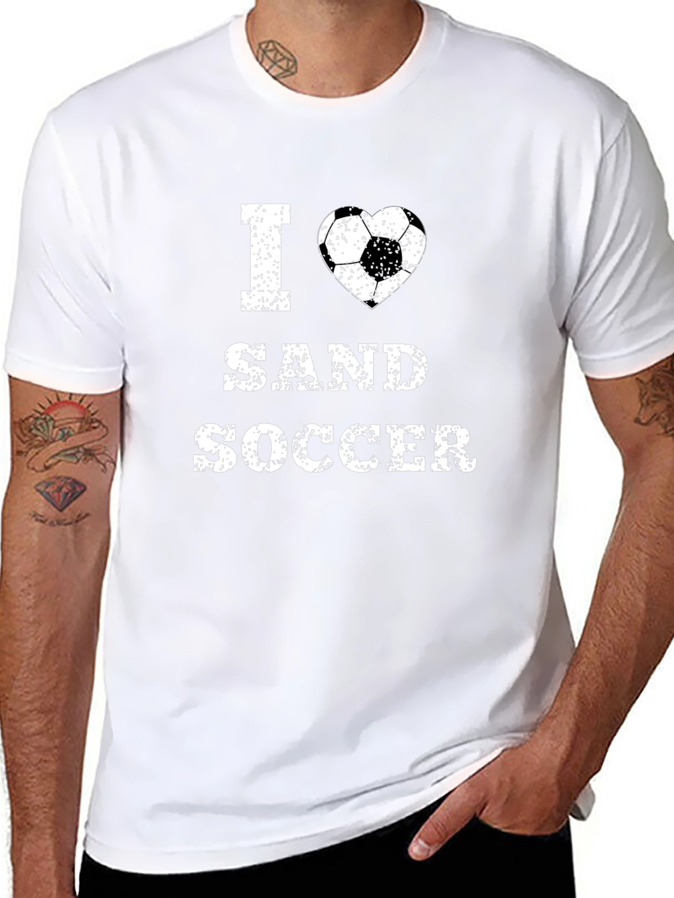 I Love Sand Soccer Graphic T-Shirt - Black