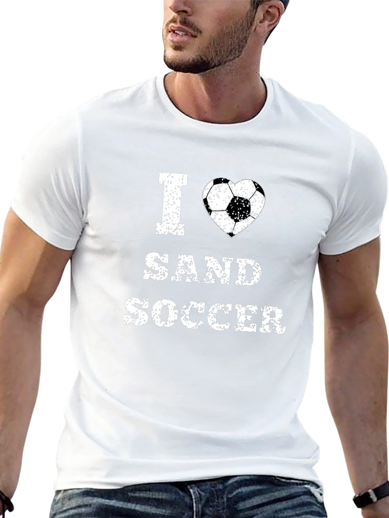 I Love Sand Soccer Graphic T-Shirt - Black