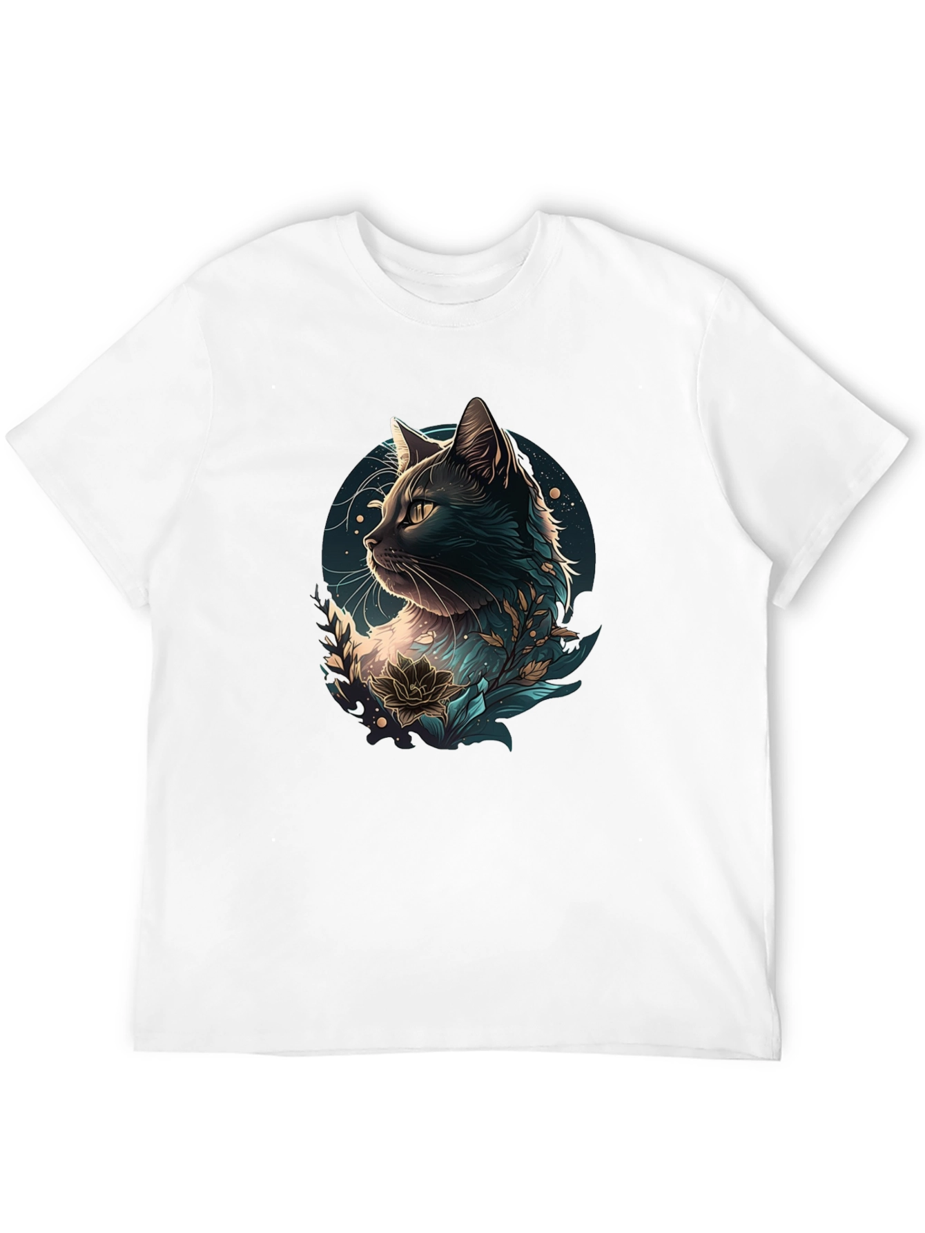 Black Cat Floral Graphic Tee