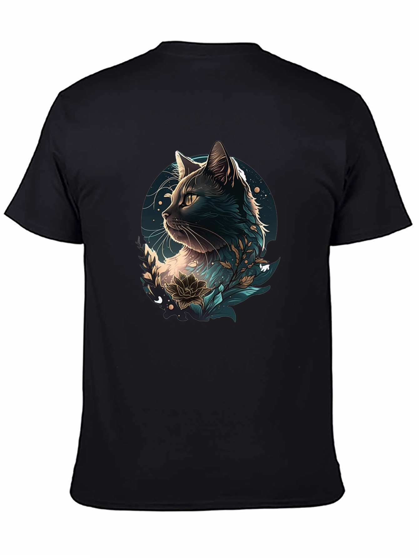 Black Cat Floral Graphic Tee