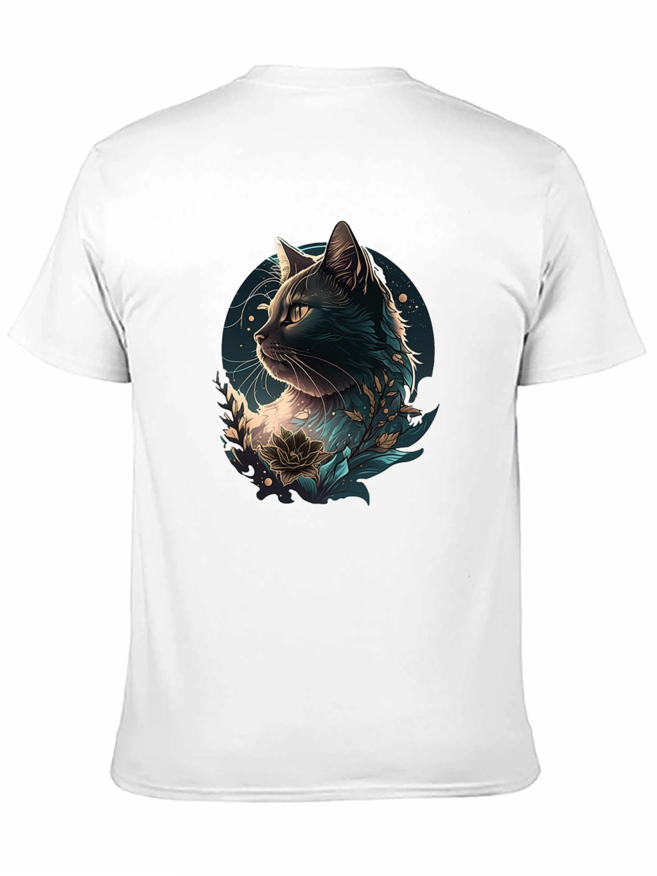 Black Cat Floral Graphic Tee