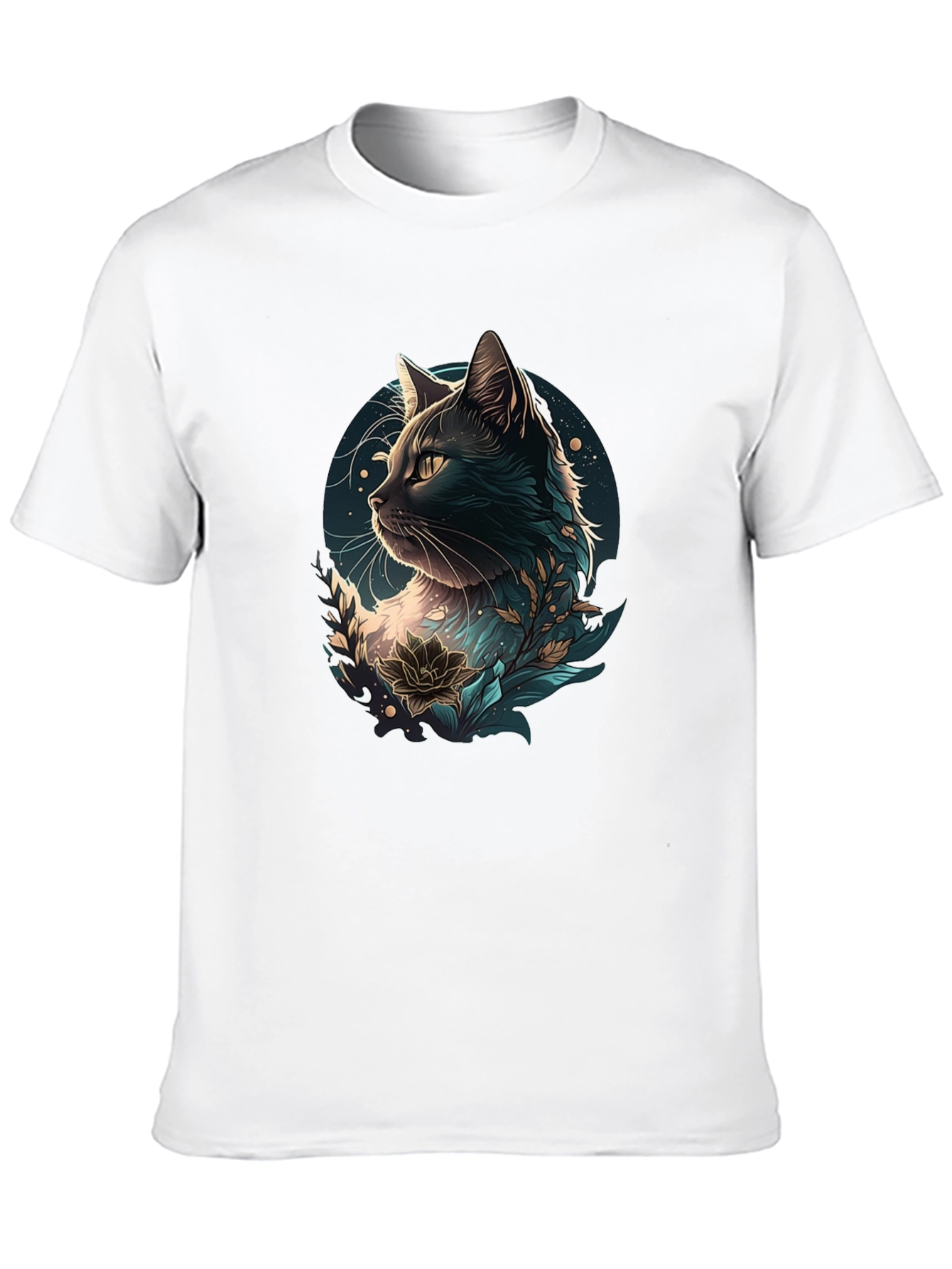 Black Cat Floral Graphic Tee