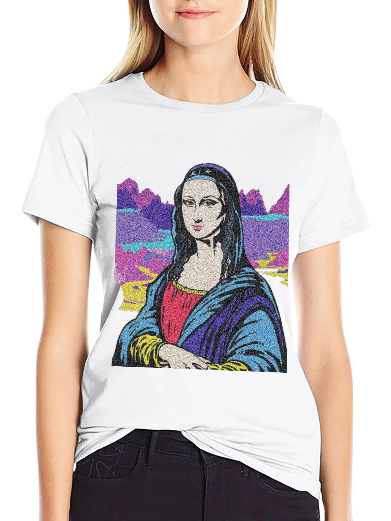 Mona Lisa Graphic Print Black T-Shirt