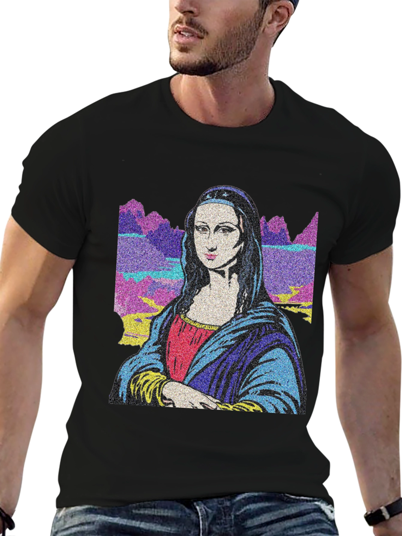 Mona Lisa Graphic Print Black T-Shirt