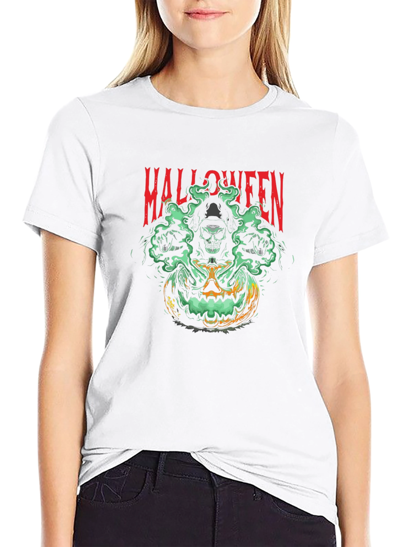 Halloween Skull Pumpkin Graphic Tee