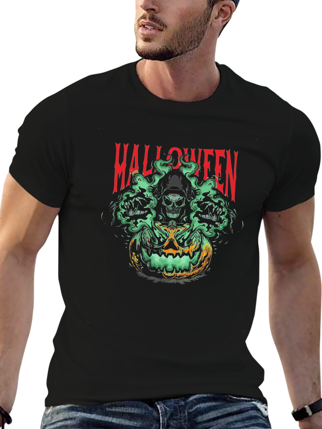 Halloween Skull Pumpkin Graphic Tee