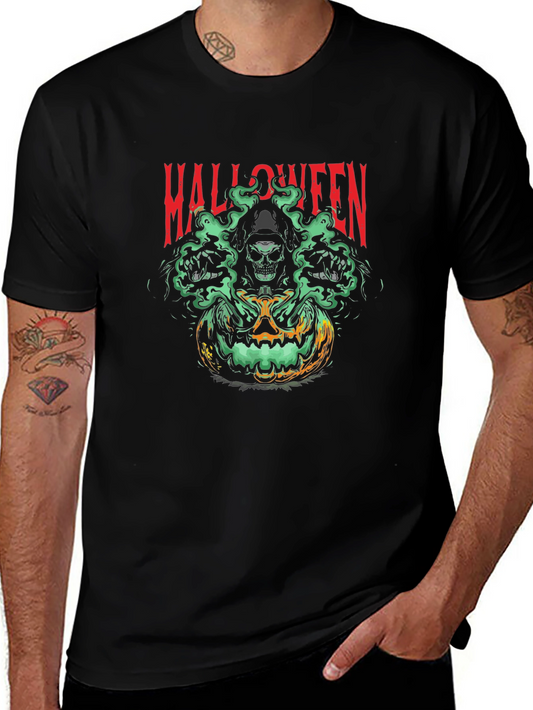 Halloween Skull Pumpkin Graphic Tee