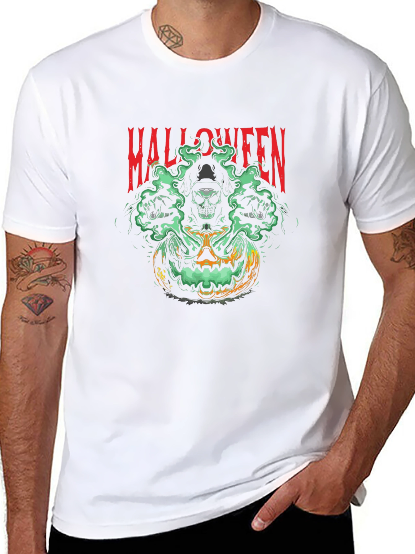 Halloween Skull Pumpkin Graphic Tee