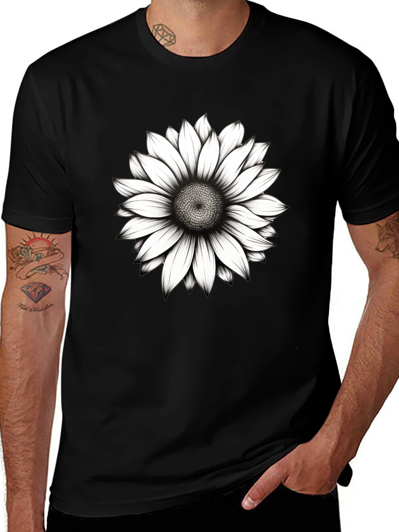 Sunflower Graphic Black T-Shirt