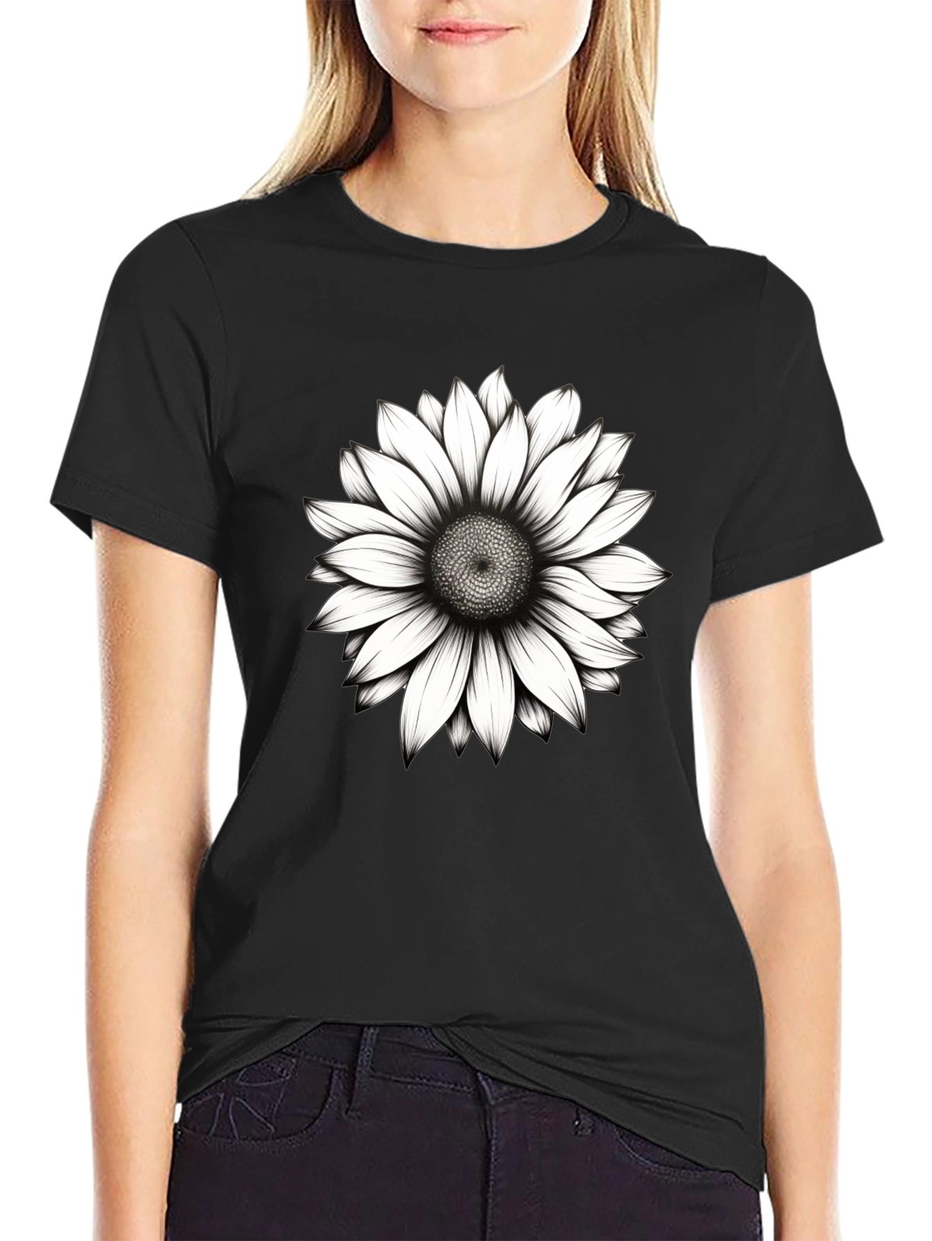 Sunflower Graphic Black T-Shirt