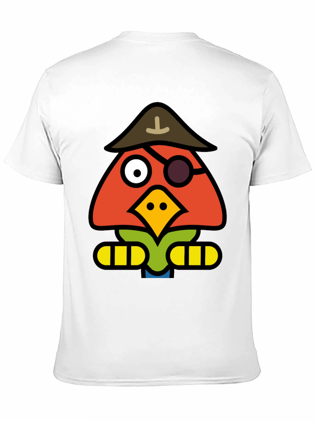 Cartoon Pirate Bird Black T-Shirt