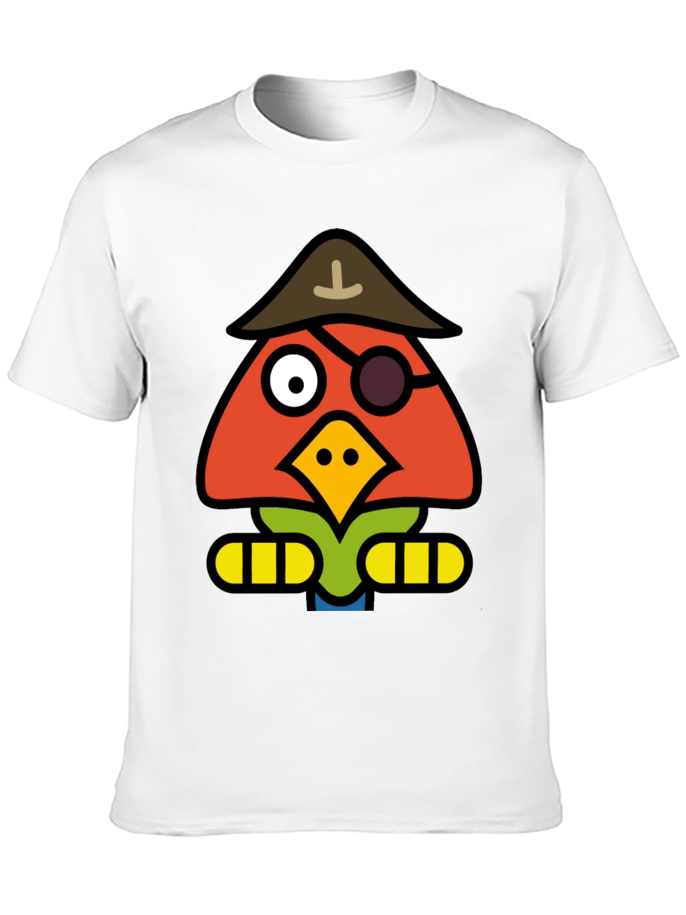 Cartoon Pirate Bird Black T-Shirt