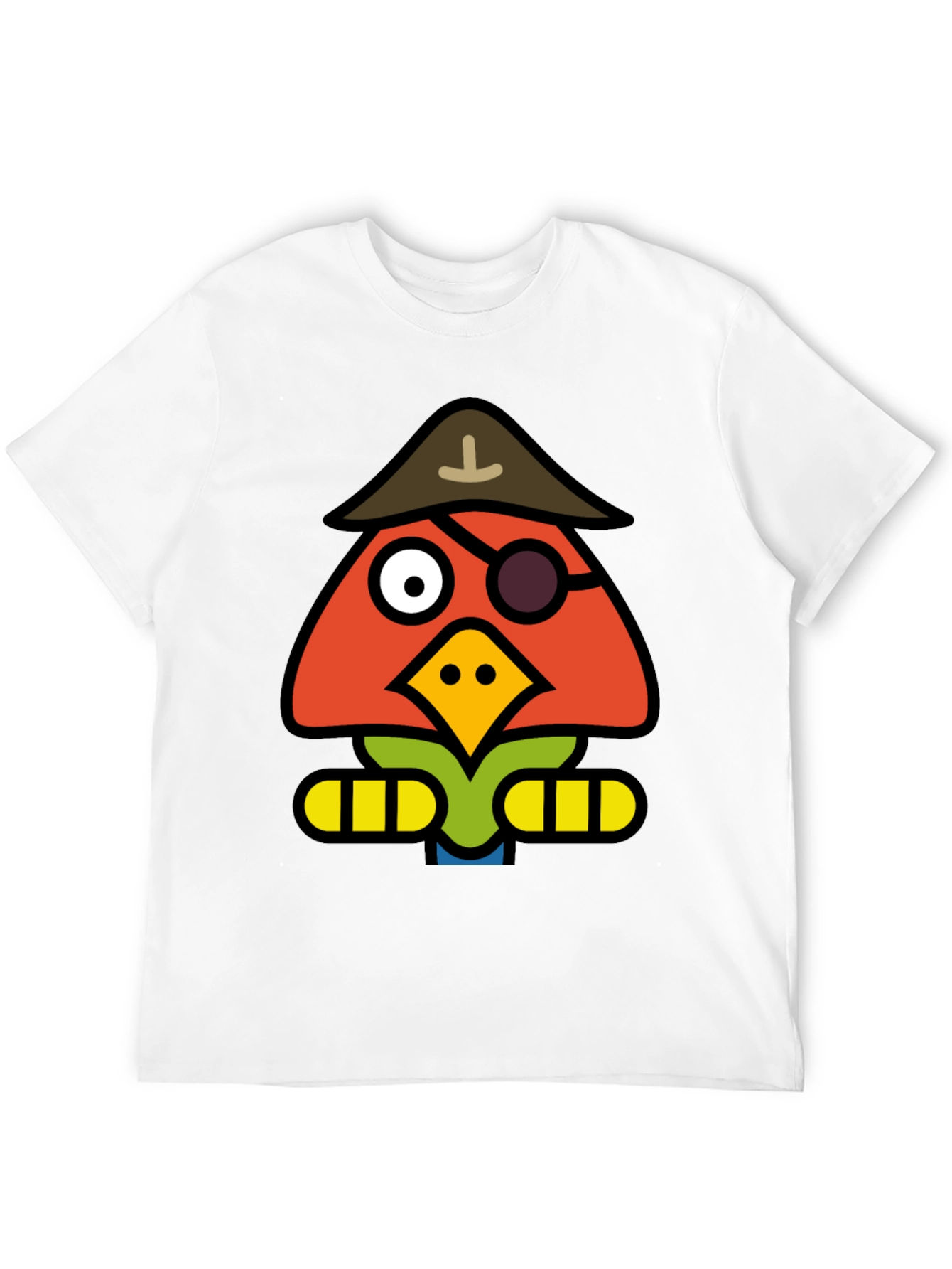 Cartoon Pirate Bird Black T-Shirt