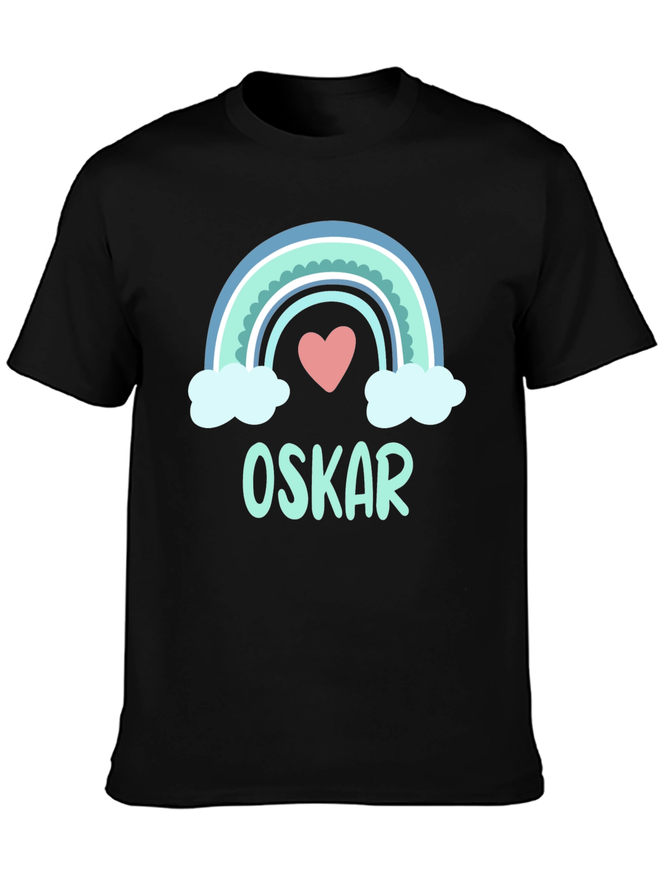 Personalized Rainbow Love Heart Kids T-Shirt