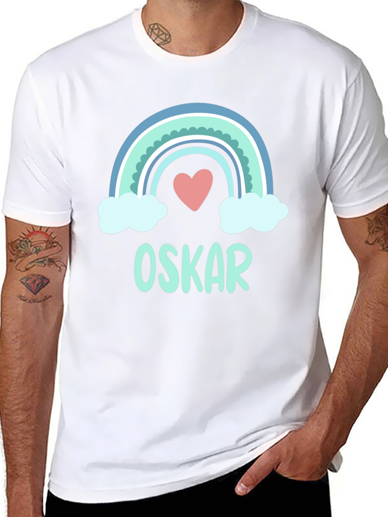 Personalized Rainbow Love Heart Kids T-Shirt