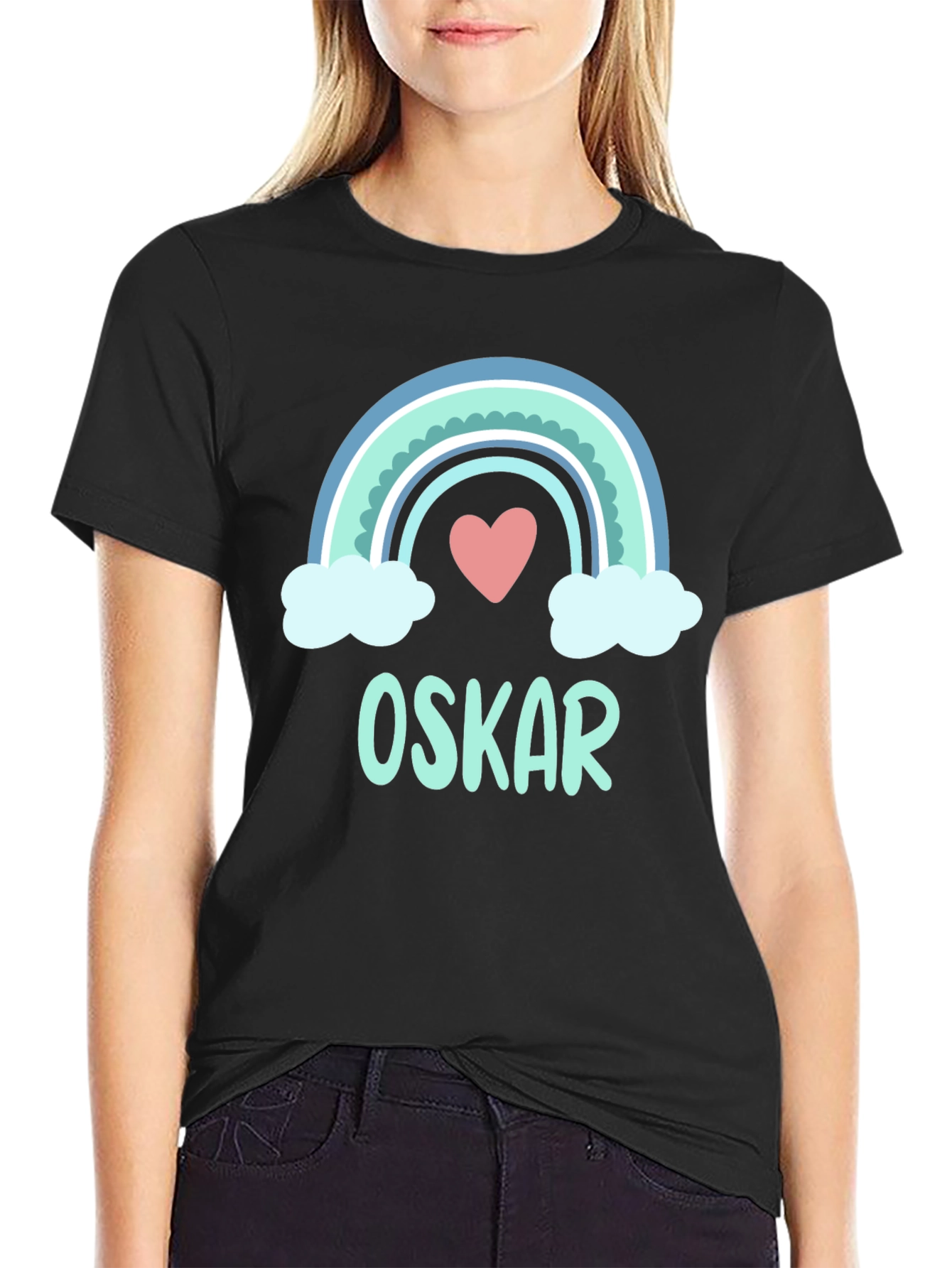 Personalized Rainbow Love Heart Kids T-Shirt